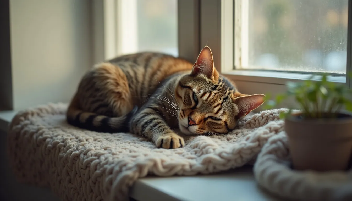 A cat resting at home in San Diego, CA. San Diego-area pet cremation services from Hallowed Paws.